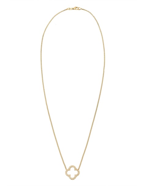 Elli Necklace ladies cloverleaf pendant elegant luck with zirconia crystals in 925 sterling silver in gold - view 1