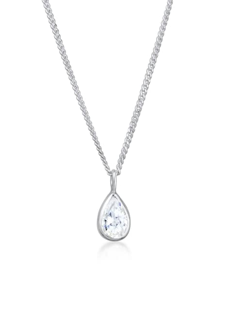 Elli Necklace ladies drop pendant plain with zirconia in 925 sterling silver in silver - view 1