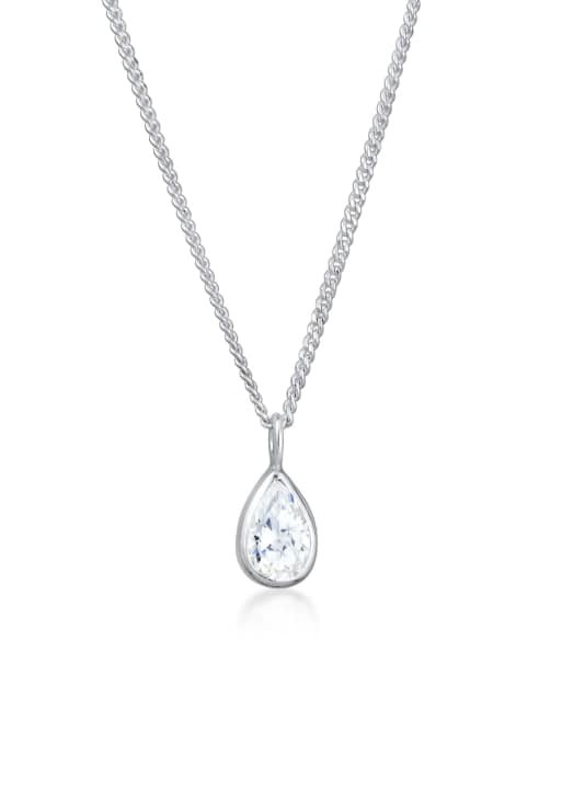 Elli Necklace ladies drop pendant plain with zirconia in 925 sterling silver in silver