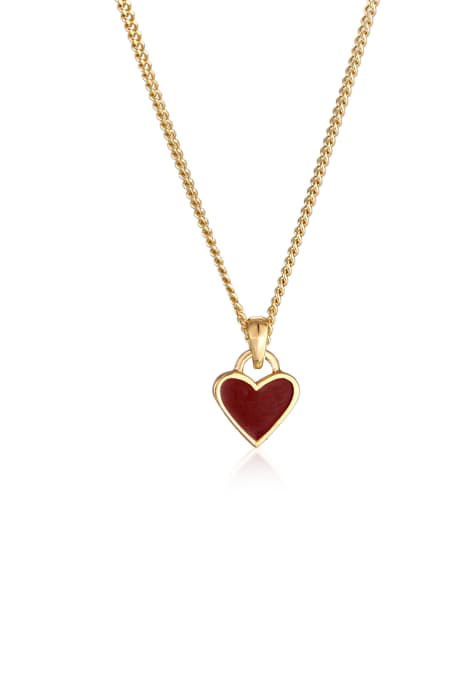 Elli Necklace ladies heart pendant love with enamel red in 925 sterling silver gold plated in gold - view 1