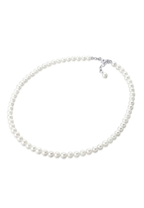Elli Necklace ladies precious bridal plain with shell core pearls in 925 sterling silver in white - view 1