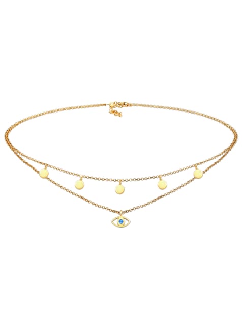 Elli Necklace woman choker evil eye crystals 925 sterling silver in gold - view 1