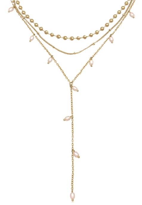 Elli Necklace y-kette layer kugel perlen design silberfarben 3er set in gold - view 1
