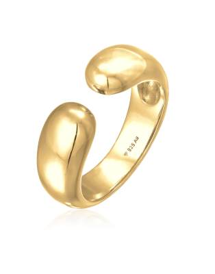 Elli - Offener Damen-Bandring in Goldoptik aus 925er Sterlingsilber im Urban-Style-Goldfarben