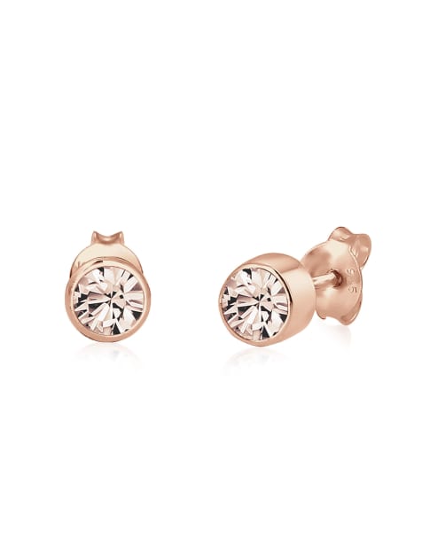 Elli - Oorbellen met kristalsteentjes van 925 sterling zilver in roségoud - view 1