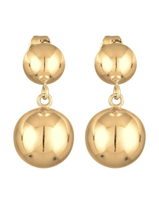 Elli - Oorhangers met bol hangertje in rond geometrisch ontwerp met zilverkleur in goud