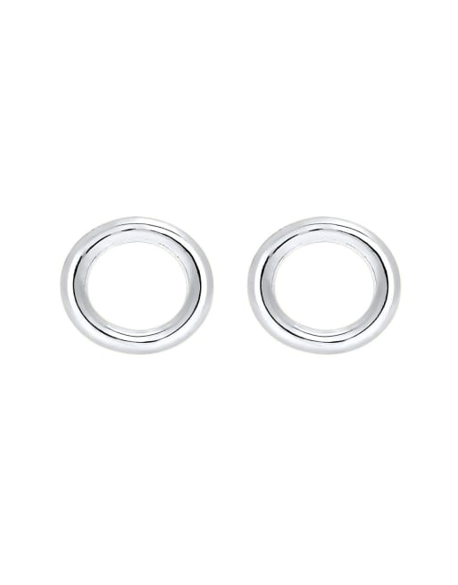 Elli - Oorknopjes in met geometrische cirkel in minimalistisch eenvoudig ontwerp van 925 sterling zilver in zilver