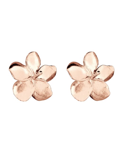 Elli - Oorknopjes met frangipani bloem van sterling zilver in roségoud