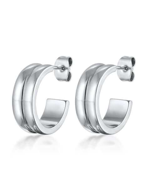 Elli - Oorringen met breed ontwerp in zilver - view 1