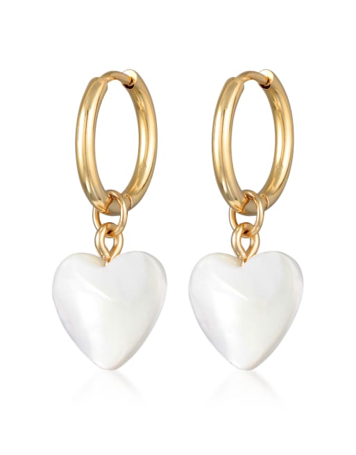 Elli - Orecchini da donna stile creolo color oro con ciondolo a cuore effetto conchiglia colorato
