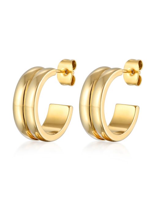 Elli - Orecchini da donna stile creolo spessi color oro di tendenza