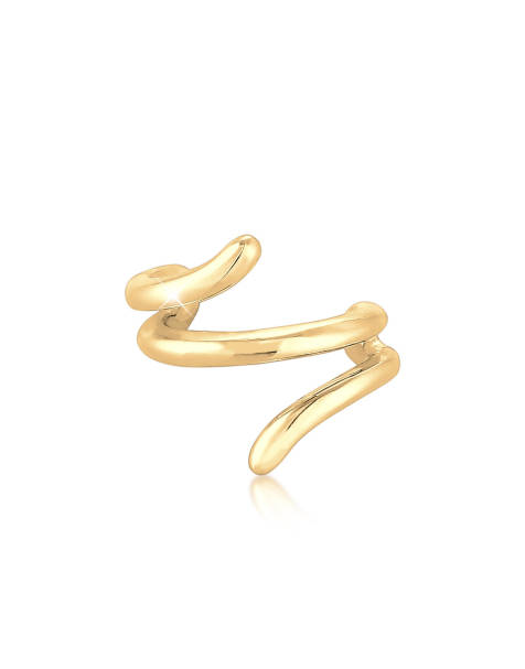 Elli - Orecchini ear cuff in argento sterling 925 color oro con design geometrico essenziale - view 1