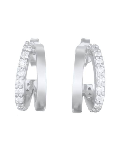 Elli Orecchini creoli goccia elegante con zirconi in Argento
