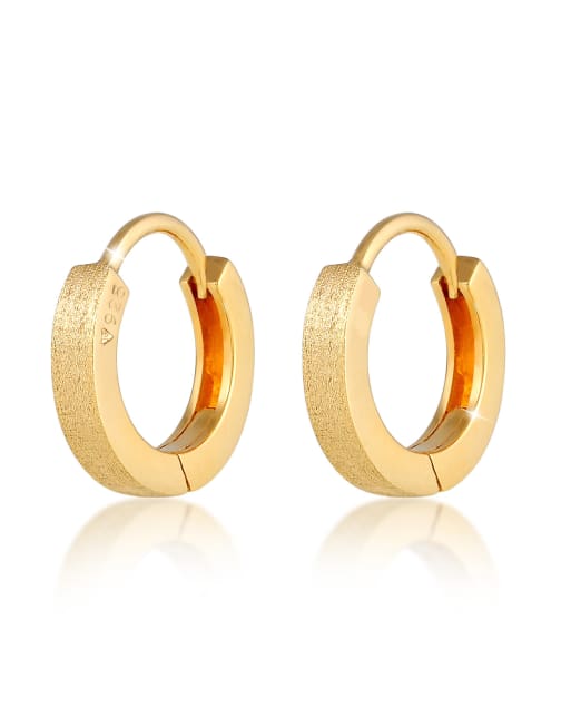Elli - Orecchini stile creolo basic minimal senza tempo in argento sterling 925 dorato con chiusura a scatto