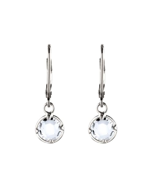 Elli - Pendants d'oreilles pour femme en argent sterling 925 à double sertissage avec cristaux de verre blancs taille damier - Argenté - view 1