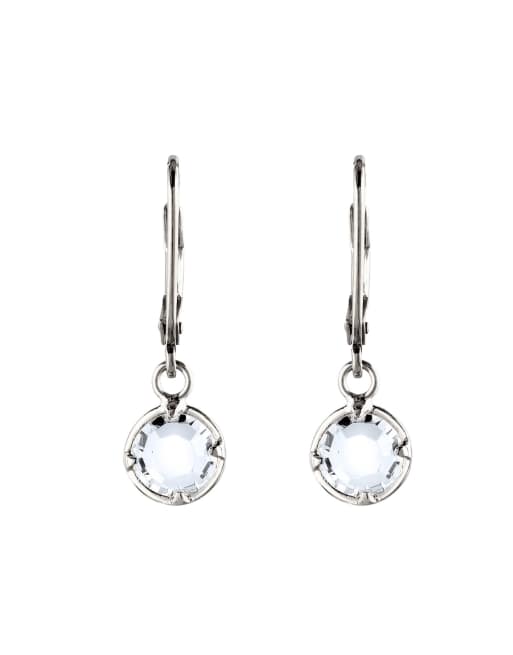 Elli - Pendants d'oreilles pour femme en argent sterling 925 à double sertissage avec cristaux de verre blancs taille damier - Argenté
