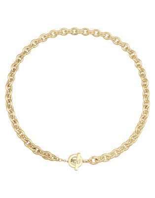 Elli – Rhodinierte Basic-Damenhalskette in 925er-Sterlingsilber mit groben Gliedern in Gold - view 1