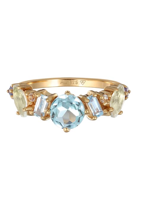 Elli Ring elli premium ring ladies classic with topaz, moonstone and amethyst in 925 sterling silver gold plated in gold - view 1