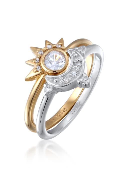 Elli Ring elli ring set with stones women star zirconia diamond cut white 925 sterling silver gold-plated summer / beach bico in bicolor