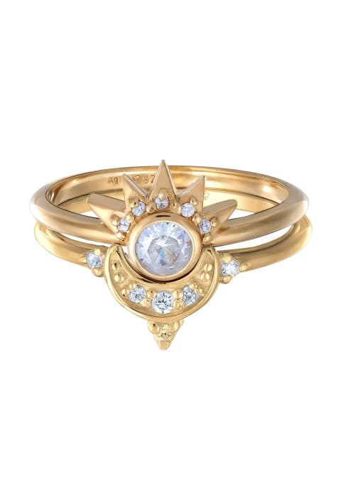 Elli Ring elli ring set with stones women star zirconia diamond cut white 925 sterling silver gold-plated summer / beach bico in gold - view 1