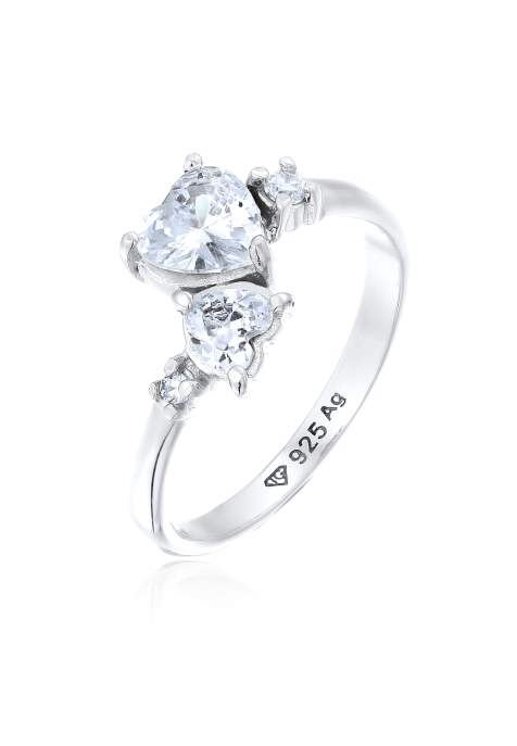 Elli Ring elli ring with stones women heart zirconia heart cut white 925 sterling silver valentine's day in silver - view 1
