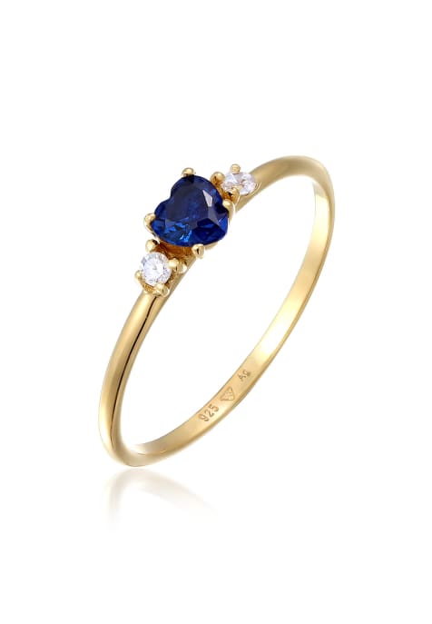 Elli Ring elli ring women heart zirconia blue white 925 sterling silver gold-plated eveningwear in blue - view 1