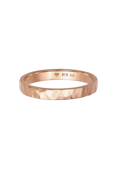 Elli Ring ladies band basic fine hammered trend in 925 sterling silver in rosegold - view 1