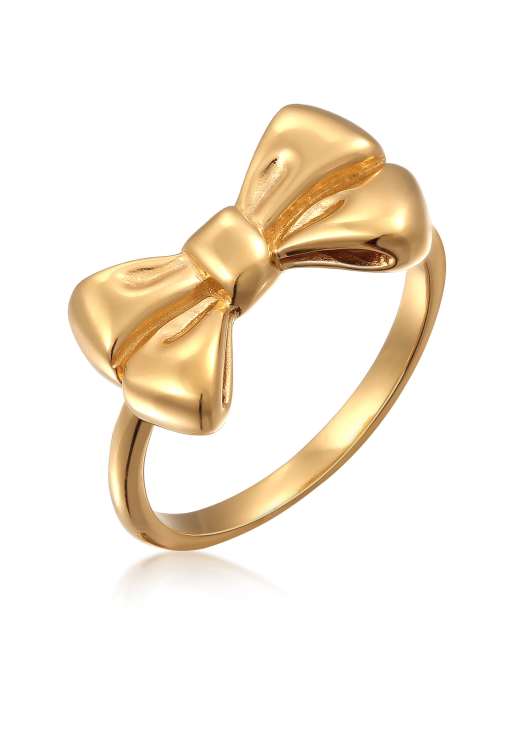 Elli Ring ladies bow symbol trend in 925 sterling silver in gold