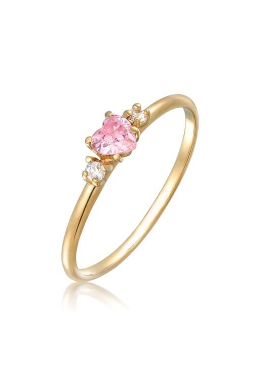 Elli Ring ladies engagement ring heart with zirconia crystal in 925 sterling silver in pink