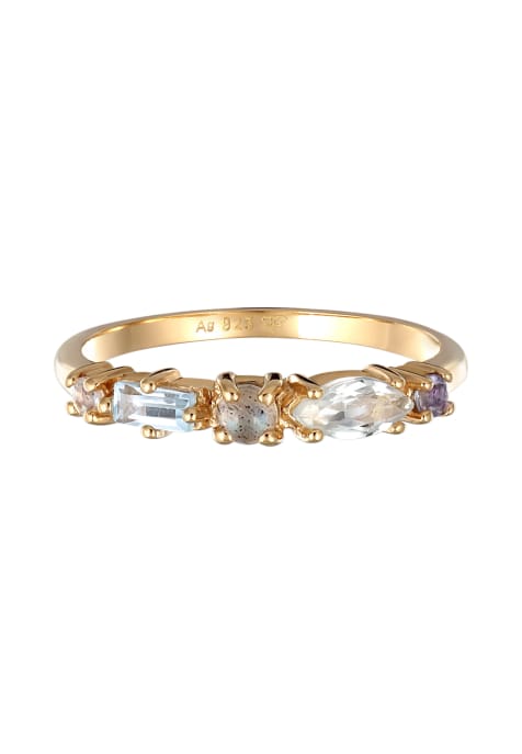 Elli Ring ladies memoire classic with topaz, moonstone and amethyst in 925 sterling silver gold plated in gold - view 1