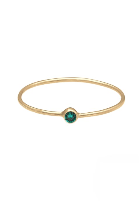 Elli Ring ladies solitaire stack filigree with crystals green in 925 sterling silver gold plated in green - view 1