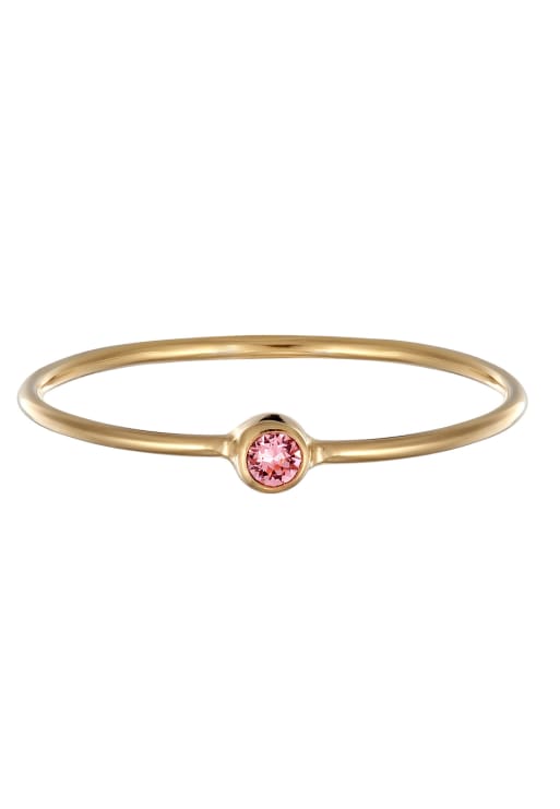 Elli Ring ladies solitaire stack filigree with crystals green in 925 sterling silver gold plated in rose
