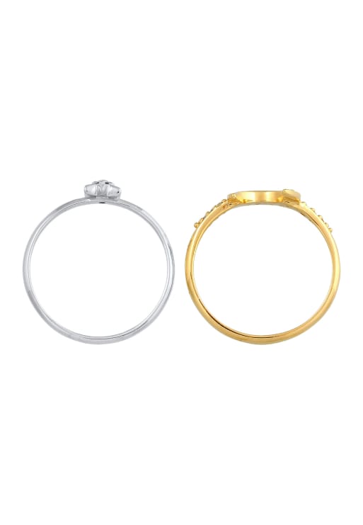 Elli Ring ladies stacking ring set star moon astro trend with zirconia crystals in 925 sterling silver in colored, 2 of 3