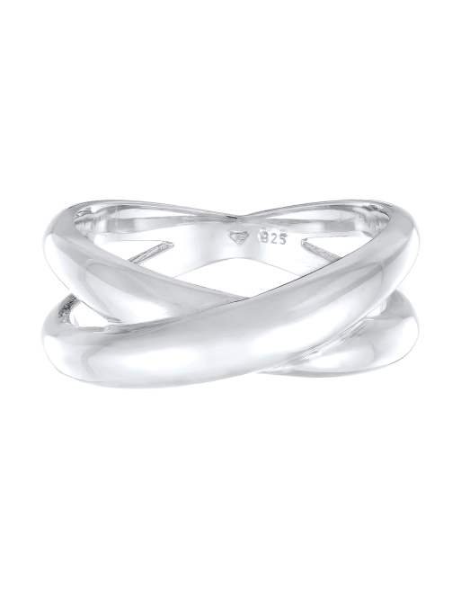 Elli - Ring met overslag in gekruiste X-vorm van 925 sterling zilver in zilver