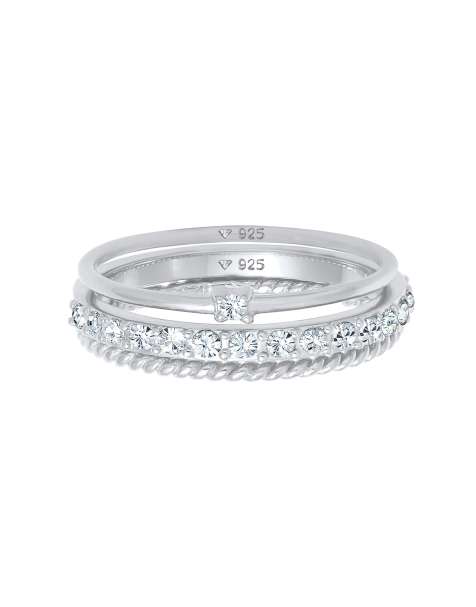 Elli Ring with crystals in 925 sterling silver - view 1