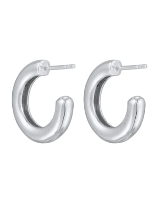 Elli - Schlichte Creolenstecker für Damen, in Silberoptik aus 925er Sterlingsilber