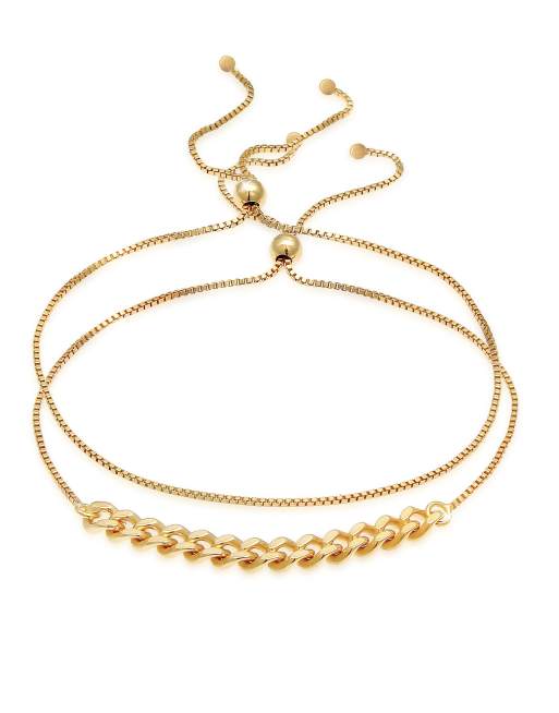 Elli - Set armbanden van 925 sterling zilver met grove schakels in goudkleur