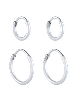 Elli - Set mit silberfarbenen Basic-Creolen aus 925er-Sterlingsilber