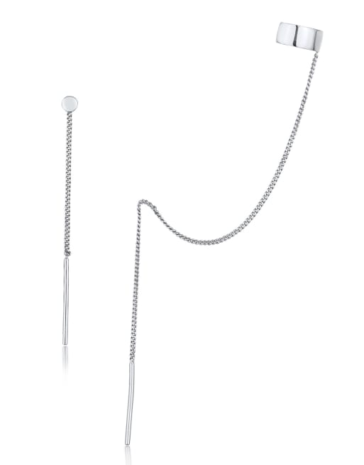 Elli – Set mit silberfarbenen Ohrklemmen aus 925er-Sterlingsilber für festliche Anlässe/Silvester