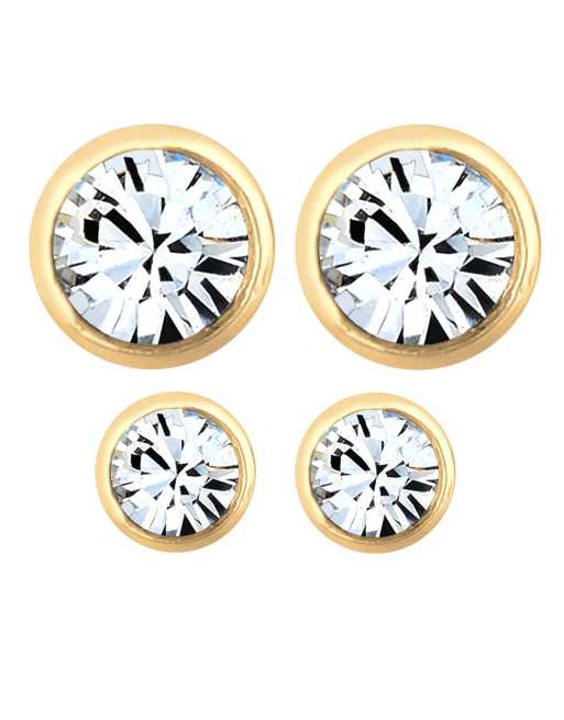 Elli - Set van 2 basic oorknopjes voor dames van 925 sterling zilver met kristallen in wit