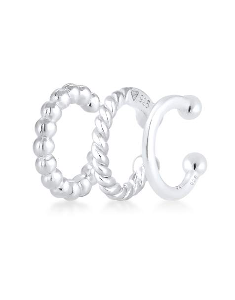 Elli - Set van oorcuffs met met geometrische minimalistische look van 925 sterling zilver in zilver - view 1