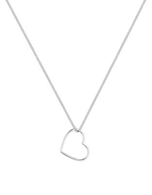 Elli - Silberfarbene Basic-Halskette aus 925er-Sterlingsilber mit Herzanhänger