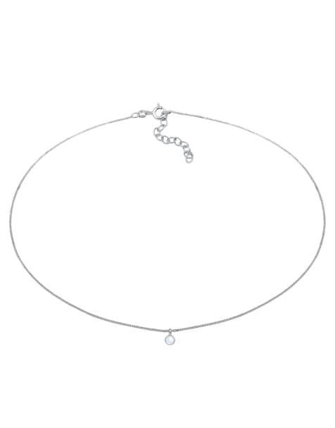Elli – Silberfarbene Damen-Choker-Halskette aus 925er Sterlingsilber mit geometrischem Mondsteinanhänger - view 1