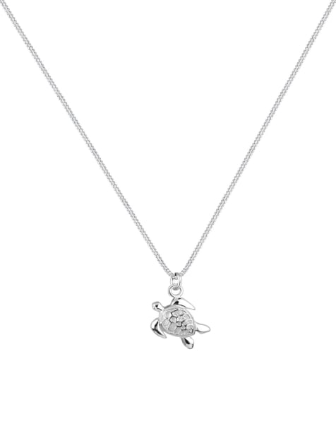 Elli – Silberfarbene Glieder-Halskette aus 925er-Sterlingsilber mit Schildkrötenanhänger - view 1