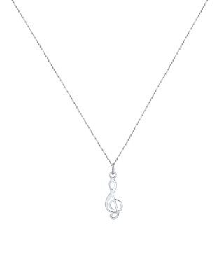 Elli - Silberfarbene Halskette aus 925er-Sterlingsilber mit Notenschlüsselanhänger