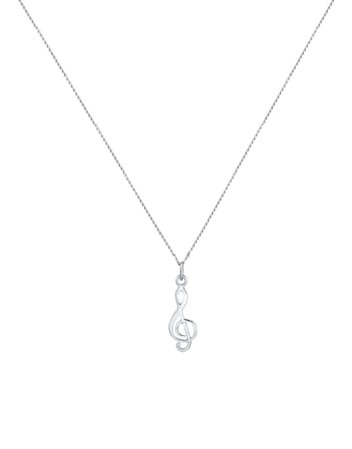 Elli – Silberfarbene Halskette aus 925er-Sterlingsilber mit Notenschlüsselanhänger