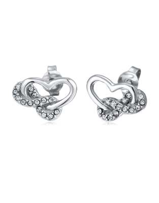 Elli - Silberfarbene Ohrstecker aus 925er-Sterlingsilber mit weißen Strasssteinchen im Xilion-Schliff