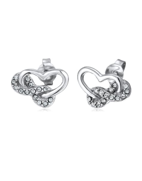 Elli – Silberfarbene Ohrstecker aus 925er-Sterlingsilber mit weißen Strasssteinchen im Xilion-Schliff - view 1