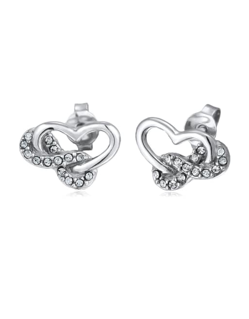 Elli – Silberfarbene Ohrstecker aus 925er-Sterlingsilber mit weißen Strasssteinchen im Xilion-Schliff