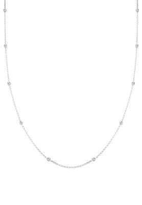 Elli - Silberfarbene Solitär-Halskette aus 925er Sterlingsilber mit weißen Strasssteinchen